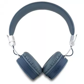 Guess Grained Classic Round Shape Ασύρματα Bluetooth Over-Ear Ακουστικά με ENC (Μπλε)
