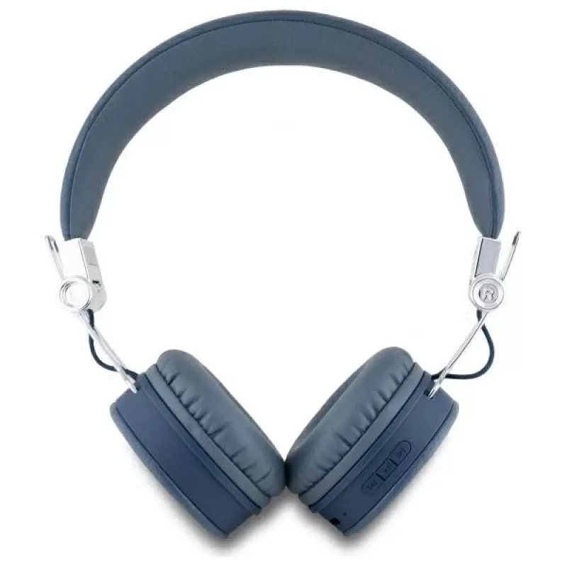 Guess Grained Classic Round Shape Ασύρματα Bluetooth Over-Ear Ακουστικά με ENC (Μπλε)