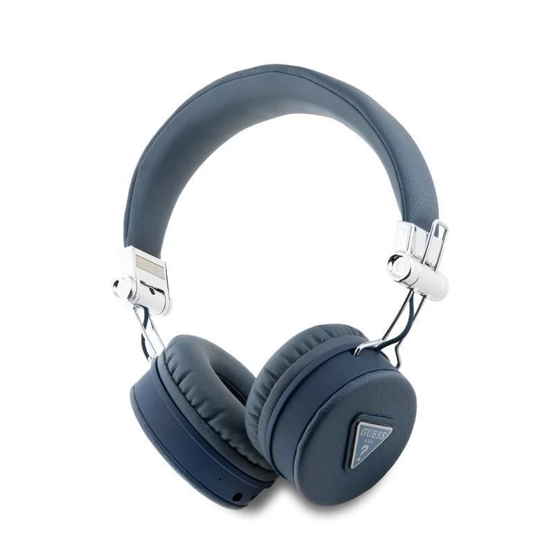 Guess Grained Classic Round Shape Ασύρματα Bluetooth Over-Ear Ακουστικά με ENC (Μπλε)
