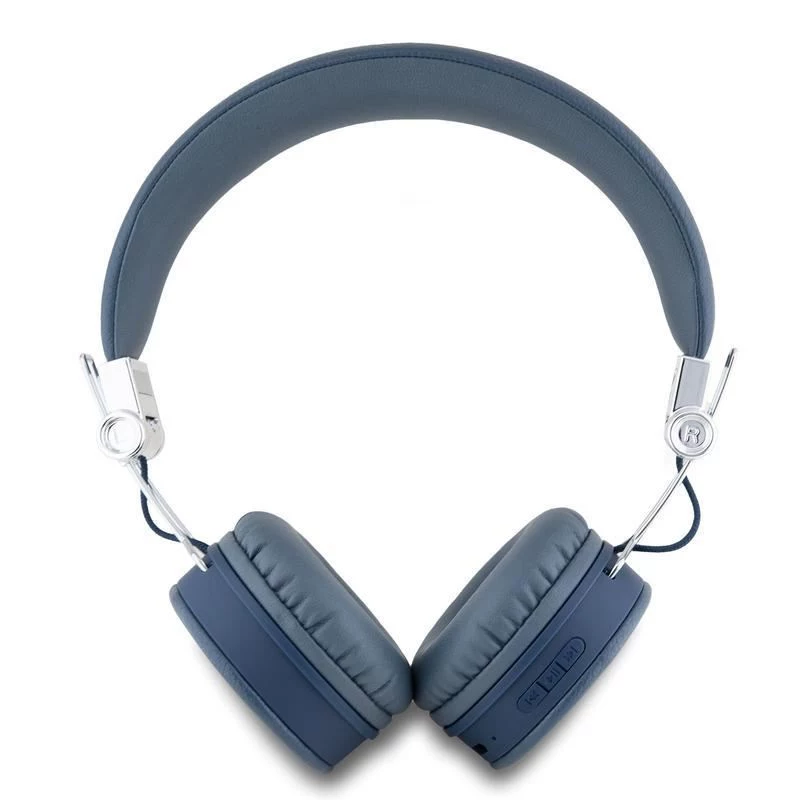 Guess Grained Classic Round Shape Ασύρματα Bluetooth Over-Ear Ακουστικά με ENC (Μπλε)