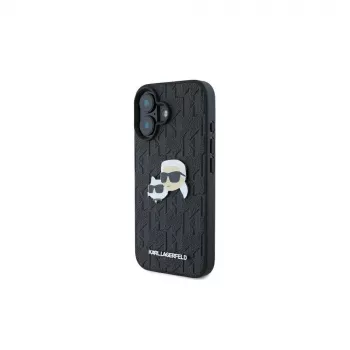 Karl Lagerfeld Monogram Karl & Choupette Head Pin Θήκη για iPhone 16 (Μαύρο)