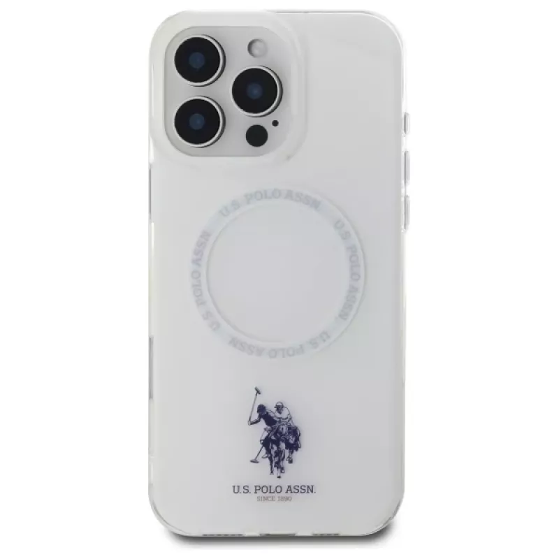 U.S. POLO ASSN. IML Ring MagSafe Θήκη πλάτης για Apple iPhone 16 Pro (6,3 ίντσες) - Λευκό