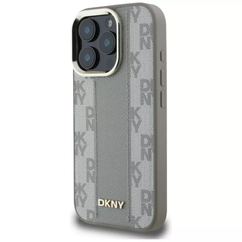 DKNY Θήκη με καρό μοτίβο MagSafe για Apple iPhone 16 Pro - Μπεζ