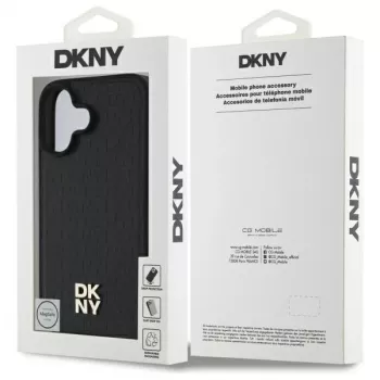 DKNY DKHMP16SPSHRPSK Σκληρή θήκη iPhone 16 6.1 Μαύρο Επαναλαμβανόμενο μοτίβο στοίβαγμα λογότυπου MagSafe