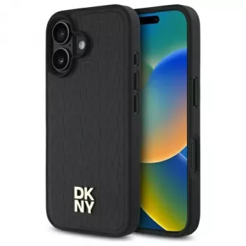 DKNY DKHMP16SPSHRPSK Σκληρή θήκη iPhone 16 6.1 Μαύρο Επαναλαμβανόμενο μοτίβο στοίβαγμα λογότυπου MagSafe
