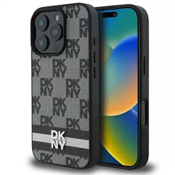 DKNY DKHCP16LPCPTSSK Σκληρή θήκη για Apple iPhone 16 Pro 6,3 ίντσες Μαύρο Καρό μοτίβο & τυπωμένες ρίγες
