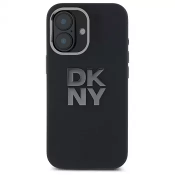 DKNY DKHCP16SSMCBSK Σκληρή θήκη iPhone 16 6.1 Υγρό σιλικόνης Μεταλλικό λογότυπο Μαύρο