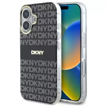 DKNY DKHMP16SHRHSEK Σκληρή θήκη για Apple iPhone 16 6,1 ίντσες - Μαύρο με επαναλαμβανόμενο μοτίβο υφής και ρίγες