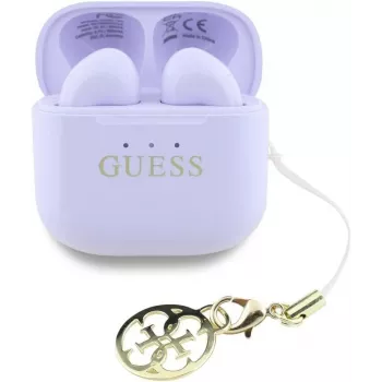 Guess Glossy Effect Printed Classic Logo & Charm TWS Ασύρματα Ακουστικά Λεβάντα