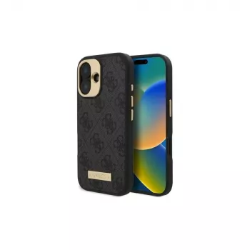 Guess GUHMP16SU4GPRK iPhone 16 6.1 Σκληρή Θήκη 4G Logo Plate MagSafe Μαύρο