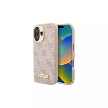 Guess GUHMP16SU4GPRP iPhone 16 6,1 inch Ροζ Σκληρή Θήκη με 4G Logo Plate και MagSafe