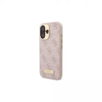 Guess GUHMP16SU4GPRP iPhone 16 6,1 inch Ροζ Σκληρή Θήκη με 4G Logo Plate και MagSafe
