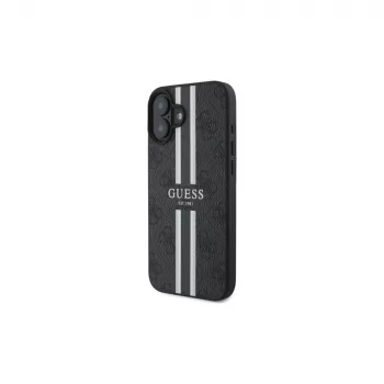 Guess GUHMP16SP4RPSK iPhone 16 6.1 inch Σκληρή Θήκη Μαύρο 4G Printed Stripes MagSafe