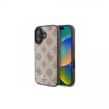 Guess Peony Script MagSafe Θήκη για iPhone 16 (Καφέ)