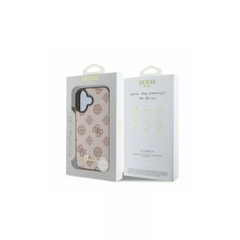 Guess Peony Script MagSafe Θήκη για iPhone 16 (Καφέ)