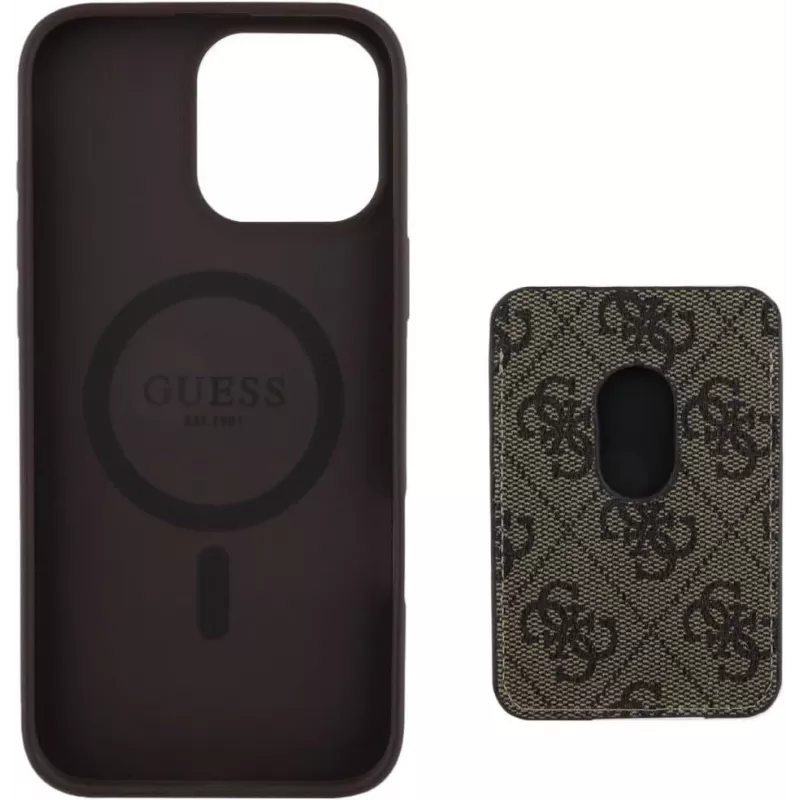 Guess 4G Stripes Θήκη Πορτοφολάκι με MagSafe για iPhone 16 Pro Max Καφέ