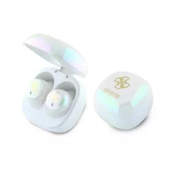 Guess 4G Printed Logo True Wireless Stereo Ασύρματα Ακουστικά Bluetooth με Θήκη Φόρτισης (Λευκό)