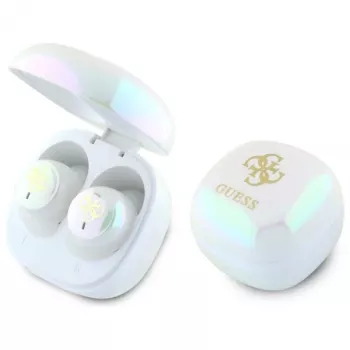 Guess 4G Printed Logo True Wireless Stereo Ασύρματα Ακουστικά Bluetooth με Θήκη Φόρτισης (Λευκό)