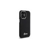 Guess GUHCP16SSMBSLK iPhone 16 6,1 inch Μαύρη Θήκη Σιλικόνης με Μεταλλικό Script Λογότυπο και Πλαίσιο