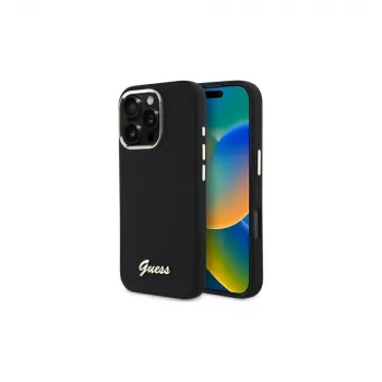 Guess GUHCP16XSMBSLK iPhone 16 Pro Max 6.9 Μαύρη Σκληρή Θήκη Σιλικόνης Silicone Script Metal Logo & Frame