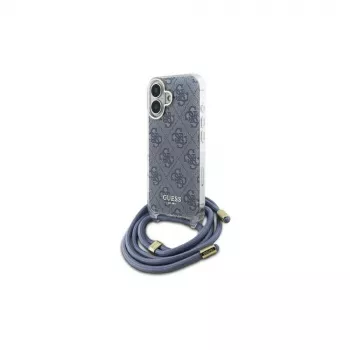 Guess GUHCP16SHC4SEB iPhone 16 6,1 inch Μπλε Σκληρή Θήκη Crossbody Cord 4G Print