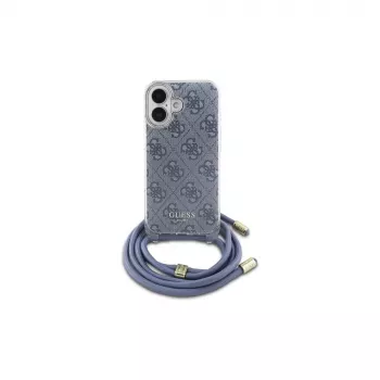Guess GUHCP16SHC4SEB iPhone 16 6,1 inch Μπλε Σκληρή Θήκη Crossbody Cord 4G Print