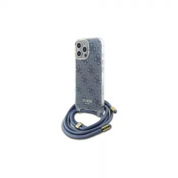 Guess GUHCP16LHC4SEB iPhone 16 Pro 6,3 inch Μπλε Σκληρή Θήκη Crossbody Cord 4G Print