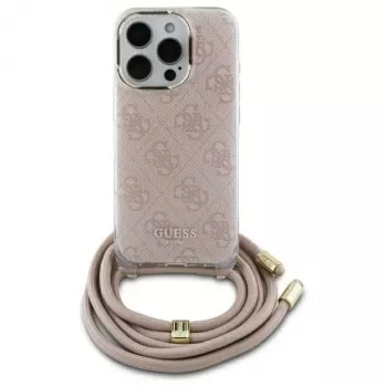 Guess GUHCP16SHC4SEP iPhone 16 6,1 inch Ροζ Σκληρή Θήκη Crossbody Cord 4G Print