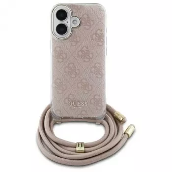 Guess GUHCP16SHC4SEP iPhone 16 6,1 inch Ροζ Σκληρή Θήκη Crossbody Cord 4G Print