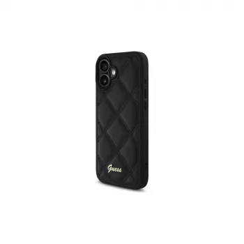 Guess Quilted Metal Logo Σκληρή Θήκη για Apple iPhone 16 Plus 6,7 inch - Μαύρο