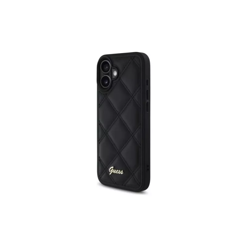 Guess Quilted Metal Logo Σκληρή Θήκη για Apple iPhone 16 Plus 6,7 inch - Μαύρο