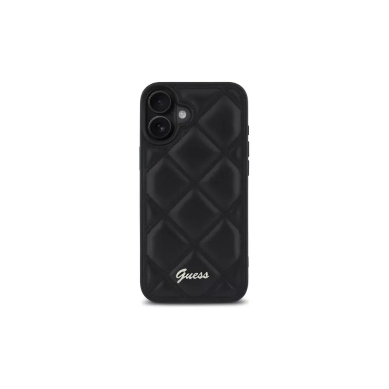 Guess Quilted Metal Logo Σκληρή Θήκη για Apple iPhone 16 Plus 6,7 inch - Μαύρο