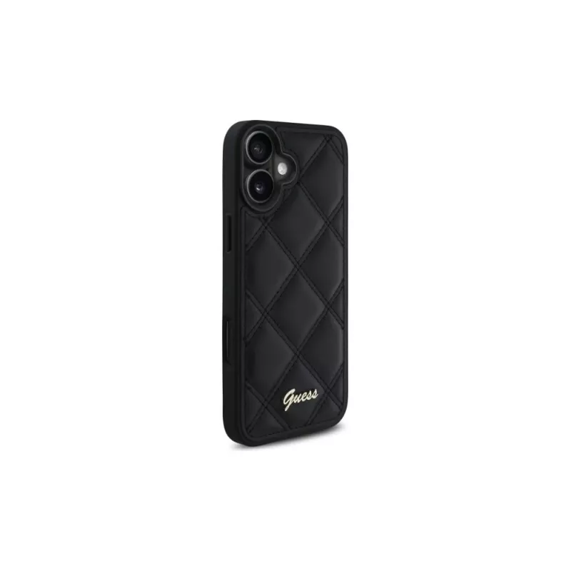 Guess Quilted Metal Logo Σκληρή Θήκη για Apple iPhone 16 Plus 6,7 inch - Μαύρο
