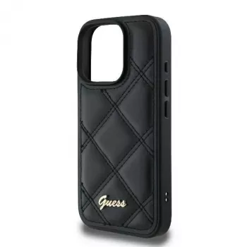 Guess GUHCP16LPSQSQSK Σκληρή Θήκη για Apple iPhone 16 Pro 6,3 inch Μαύρο Quilted Metal Logo