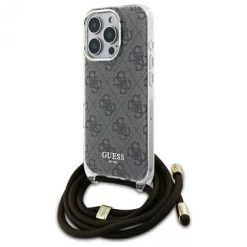 Guess GUHCP16LHC4SEW Θήκη iPhone 16 Pro Hardcase Crossbody Cord 4G Print Καφέ