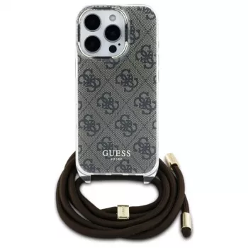 Guess GUHCP16LHC4SEW Θήκη iPhone 16 Pro Hardcase Crossbody Cord 4G Print Καφέ
