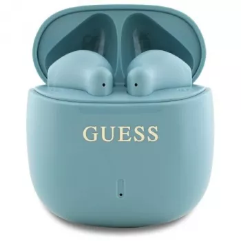 Guess Printed Classic Logo TWS Ασύρματα Ακουστικά Bluetooth με Θήκη Φόρτισης (Τιρκουάζ)