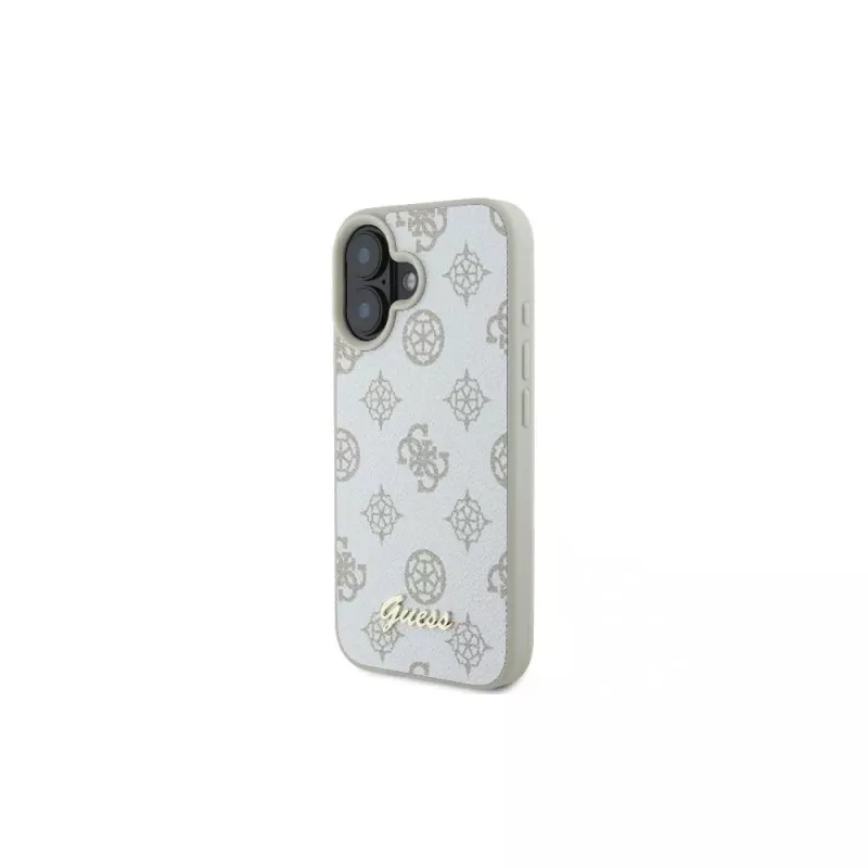Guess GUHMP16SPGPYSH Θήκη iPhone 16 6,1 inch Λευκή Peony Script Logo MagSafe