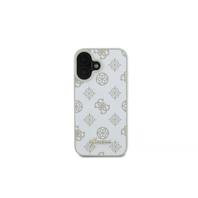 Guess GUHMP16SPGPYSH Θήκη iPhone 16 6,1 inch Λευκή Peony Script Logo MagSafe
