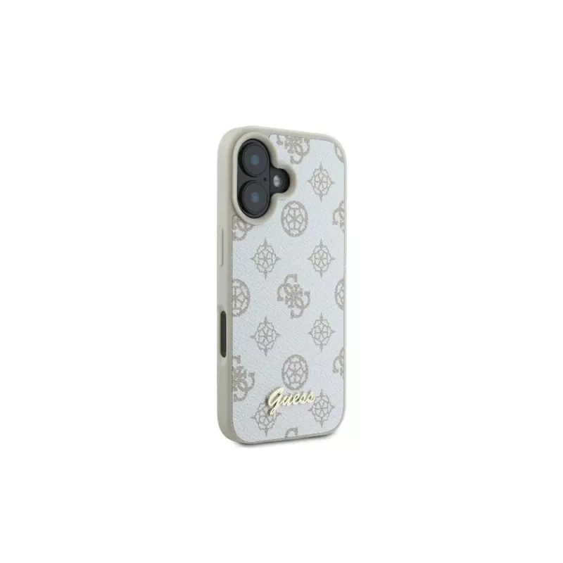 Guess GUHMP16SPGPYSH Θήκη iPhone 16 6,1 inch Λευκή Peony Script Logo MagSafe