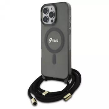 Guess GUHMP16LHCTSGNSK Θήκη iPhone 16 Pro 6.3 Crossbody Cord Script MagSafe Μαύρη