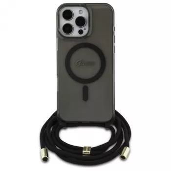 Guess GUHMP16LHCTSGNSK Θήκη iPhone 16 Pro 6.3 Crossbody Cord Script MagSafe Μαύρη