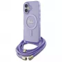 Guess GUHMP16SHCTSGNSU Θήκη iPhone 16 6,1 inch Μωβ Crossbody Cord Script MagSafe