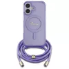 Guess GUHMP16SHCTSGNSU Θήκη iPhone 16 6,1 inch Μωβ Crossbody Cord Script MagSafe