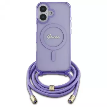 Guess GUHMP16SHCTSGNSU Θήκη iPhone 16 6,1 inch Μωβ Crossbody Cord Script MagSafe