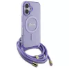 Guess GUHMP16SHCTSGNSU Θήκη iPhone 16 6,1 inch Μωβ Crossbody Cord Script MagSafe