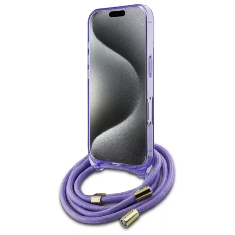 Guess GUHMP16SHCTSGNSU Θήκη iPhone 16 6,1 inch Μωβ Crossbody Cord Script MagSafe