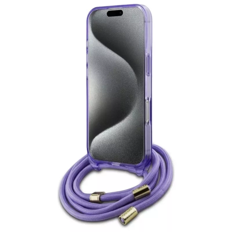 Guess GUHMP16LHCTSGNSU Θήκη iPhone 16 Pro 6,3 inch Μωβ Crossbody Cord Script MagSafe
