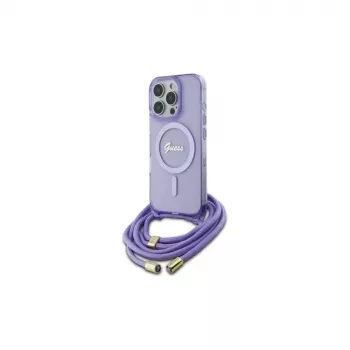 Guess GUHMP16XHCTSGNSU Θήκη iPhone 16 Pro Max 6,9 inch Μωβ Crossbody Cord Script MagSafe