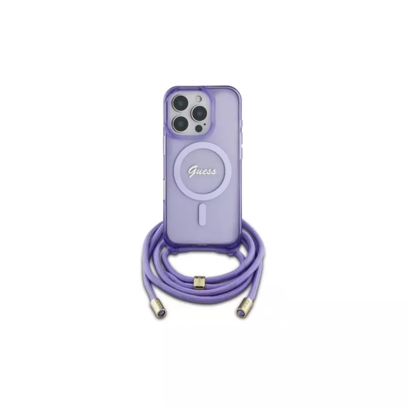 Guess GUHMP16XHCTSGNSU Θήκη iPhone 16 Pro Max 6,9 inch Μωβ Crossbody Cord Script MagSafe